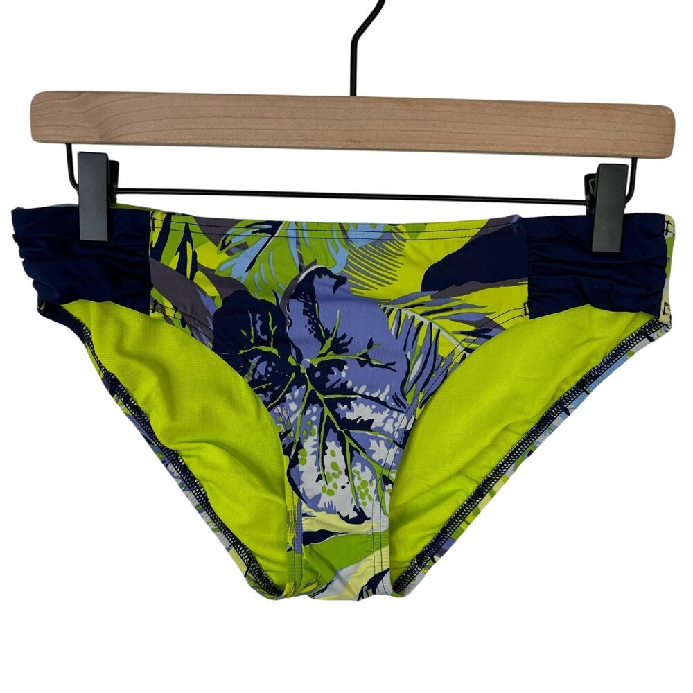 Title Nine Holy Grail Bikini Swim Bottoms - Dark Blue Lime Floral - Women Medium